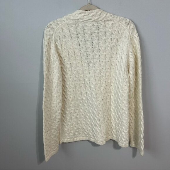 NWT Talbots Cream V-Neck Cable Knit Sweater Cotton Blend Women’s Size XL - Picture 4 of 5